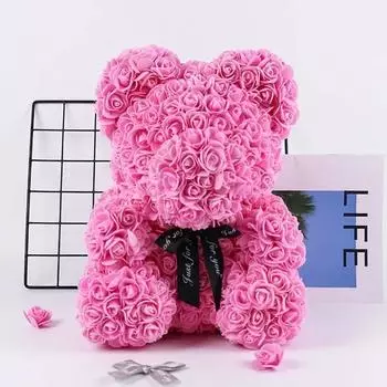 Бессмертный медведь из роз для девочек, подарок на день рождения, креативное моделирование, цветок, пенополиэтилен, медведь из роз, с Днем святого Валентина, декор для вечеринки, свадьбы красный