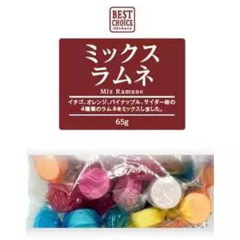 Best Choice Mixed Ramune 65gCharacteristicsA mix of four different types of rummies: strawberry, or CharacteristicsA mix of four different types of ru 1