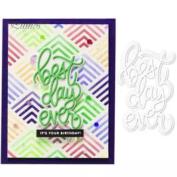 Лучший день когда-либо письмо скрапбукинг DIY вырубной штамп шаблон бумажная карточка изготовление формы серебряный