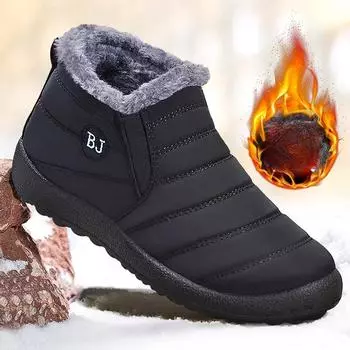 Best new fashion Women s ankle boots, winter warm one foot snow boots, women s winter boots 2024 36 чёрный