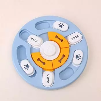 Best Selling Pet Dog Educational Toy Dog Feeder Cat Bowl Dog Bowl Slow Feeding Bowl Cat Toy Pet Supplies Pp Round Sound Puzzle-Blue and White