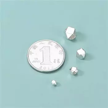 Best Selling S925 Sterling Silver Argent Pur Cut Polygon Small Spacer Beads Broken Silver Beads Accessories Bracelet Bead String Jewelry Material Polygonal Silver * 3.5mm [1