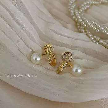 Best Selling Women s Retro Mosquito Coil Unique Pearl Earrings A pair of ear clips