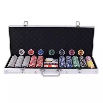 BestBuy Poker Chips 500 Pieces Number Poker Set Chip Set Casino Chips with Playing Cards Mat Casino Game Casino Set 500 (Серебряные цифры) серебряный