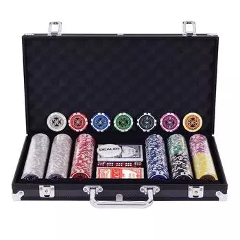 BestBuy Poker Chips Poker Set Chip Set 300 Pieces Пронумерованные игральные карты Casino Game Casino Set Black Case