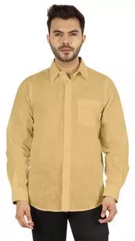 Bestman Твердая рубашка для мужчин с длинными рукавами и манжетой с накладным карманом Рубашка из хлопка для офиса 3XL бежевый
