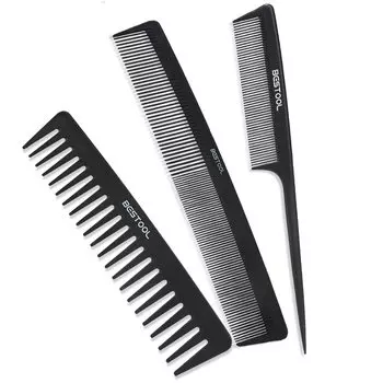 BESTOOL Comb Professional Cut Comb Set of 3 Men Women Anti-Static (черный)