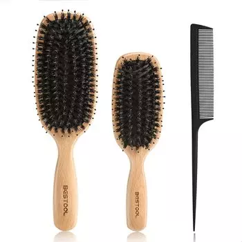 BESTOOL Hair Pig Bristle Wooden Paddle Hair High Quality Scalp Shiny Hair and Child Brush, Comb, Гребень, Щетка, Мужская, Женская, Детская Уход, Гребень,