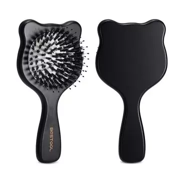 BESTOOL Hair Pig Cute Hair Shiny Improves Hair Black Brush, Щетина, Деревянный, Медведь, Женская, Детская, Уход, Гладкий, Волосы, Качество,