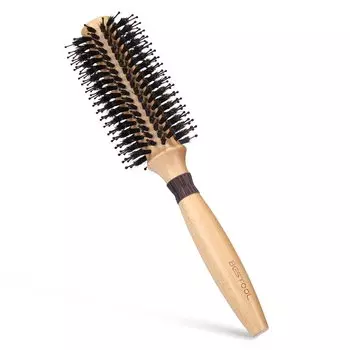 BESTOOL Pig Hair Roll Brush Curl Brush Blow Brush Hair Brush Comb Wooden Comb Hair Care Women Men Curly Hairs Heat Resistant Popular Shiny Hair (M)