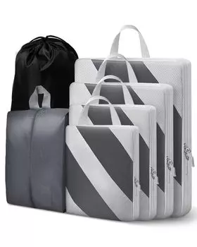 Besttravel компрессионные упаковочные кубики для большого чемодана органайзер сумка набор расширяемых дорожных сумок водонепроницаемые дорожные серые чемоданы, 6, органайзер,