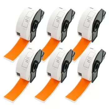 Термобумага BETCKEY рулон этикеток принтера Brother совместимые наклейки BROTHER 29x90 мм 400 листов совместимы с 6 шт. оранжевые DK-1201 QL-550 оранжевый