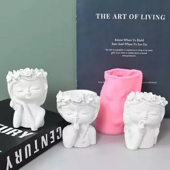 Бетонная ваза силиконовая форма своими руками цветочный горшок в форме головы девушки гипсовая эпоксидная смола держатель для ручек формы домашний декор принадлежности