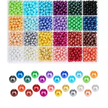 BetterJonny 24 цветных жемчужины с двойным отверстием, цветное стекло, круглые, ручная работа, ручная работа, приблизительно, бусины, 6 мм, жемчуг, жемчуг, бусины, шарики,