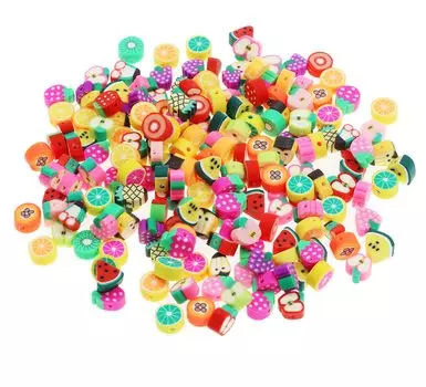 BetterJonny Handmade Polymer Clay Beads Set of Approximately 200 Fruit Stylish Resin Clay Beads Mixed Parts Accessories for DIY Craft Materials