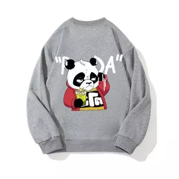 Топ Beverage Panda с модным принтом, повседневная спортивная одежда на осень и зиму, хлопковая толстовка M чёрный