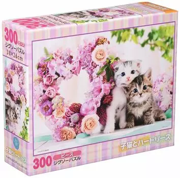 Beverly 300 Piece Jigsaw Puzzle Kitten and Heart Wreath x (26 38cm) P33-187