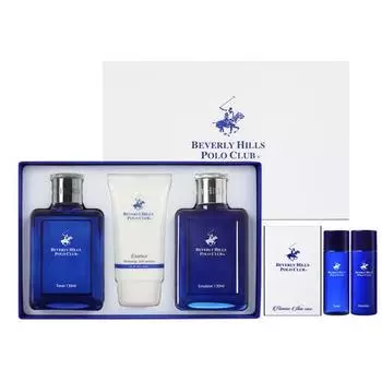 Beverly Hills Polo Club Blue Homme 1 набор из 3 базовых мужских предметов + 2 миниатюры (кожа + лосьон) 1 комплект