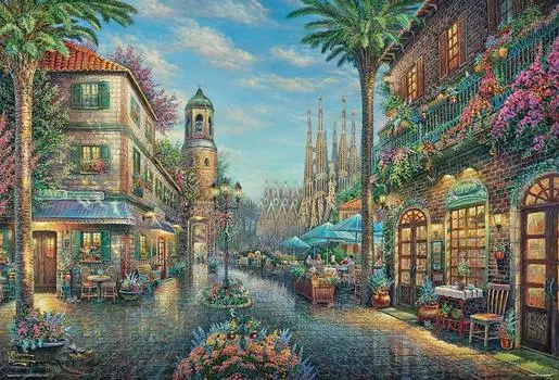 BEVERLY in Beverly 1000 Piece Jigsaw Puzzle Barcelona Flower Street Cafe x [Made Japan] (49 72cm) 1000-042