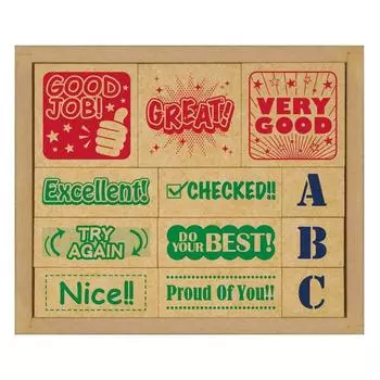 Beverly Stamp Wooden English Evaluation Stamp Set SOH-006