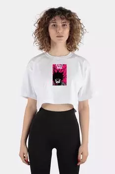 Beyaz %100 Pamuk Bisiklet Yaka Crop T-shirt Shigeo Kageyama (mob)