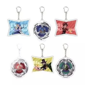 BEYBLADE X 01 Official Illustration Acrylic Key Chain 6 Piece Box