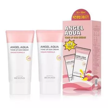Beyond Солнцезащитный крем Angel Aqua Tone-Up Double Plan (50млX2 упаковки) (вегетарианский), корейский солнцезащитный крем