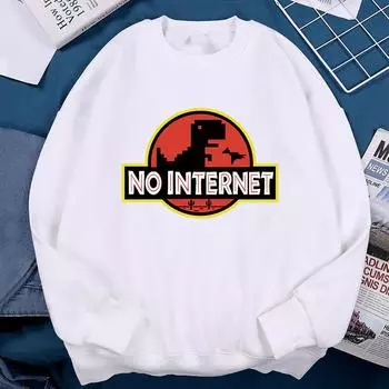 Без интернета, забавная толстовка с маленьким динозавром, женская, унисекс, осенняя, флисовая, спортивная, удобная, свободная, с капюшоном, флисовая одежда L бежевый