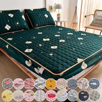Без наволочки Наматрасник Толстая стеганая простыня с модным принтом Постельные принадлежности Queen King Нескользящая простыня Пылезащитный чехол 90*200cm