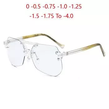 Без оправы 1,61, многоугольные очки с блокировкой синего света, очки по рецепту для женщин и мужчин, большие линзы, очки для близорукости, диоптрии 0 -0,5 -1,0 до -6,0 0