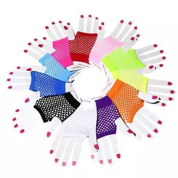 Без пальцев вечерние сексуальные ажурные костюмы аксессуары рыболовные сетчатые перчатки сетчатые перчатки одежда для ночного клуба чёрный