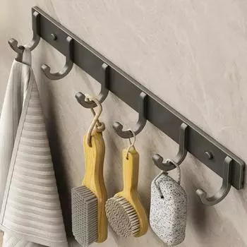 без перфорации Space Алюминий без сверления Кухонный крючок Ванная Крючки для одежды Стеллаж для хранения Крючок для двери Настенный подвесной элемент Бытовые принадлежности
