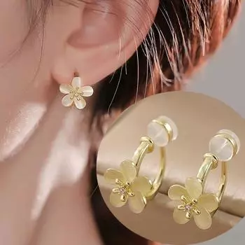 Без пирсинга, клипсы для ушей, имитация кошачьего глаза, камень, цветок, серьги, женские клипсы, новые серьги