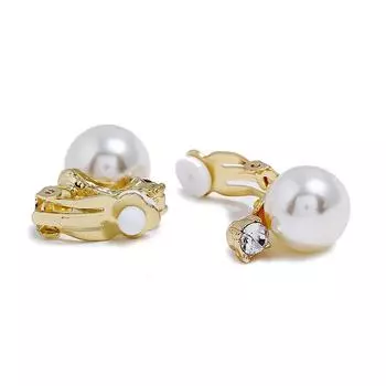 Без прокола 1 пара золотых сережек-клипс, подарочные серьги-подвески, изысканные вечерние серьги с имитацией жемчуга для девочек, серебряные свадебные серьги-гвоздики для женщин, ручная работа