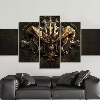 Без рамки, 5 панелей, Diablo, видеоигра, Cuadros, HD, настенное искусство, холст, постеры, картины, домашний декор для гостиной 20x35cm*2 20x45cm*2 20x55cm*1