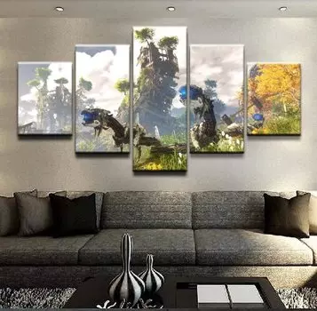 Без рамки, 5 панелей, Horizon Zero Dawn, игра Cuadros, HD печать, настенное искусство, холст, постеры, картины, домашний декор для гостиной 20x35cm*2 20x45cm*2 20x55cm*1