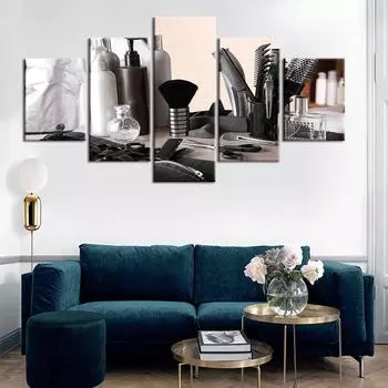 Без рамки 5 шт., модная парикмахерская, стрижка, HD настенное искусство, холст, постеры, картины, домашний декор для гостиной 20x35cm*2 20x45cm*2 20x55cm*1