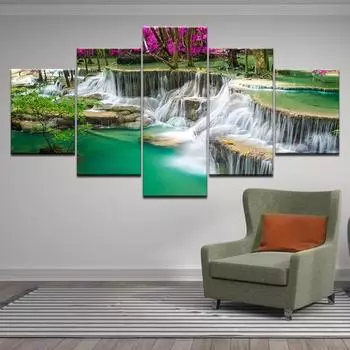 Без рамки лесное дерево красный клен река вода 5 шт. настенное искусство холст печать плакаты картины гостиная домашний декор фотографии 20x35 20x45 20x55cm