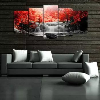 Без рамки водопад фото 5 шт. настенное искусство холст печать плакаты картины живопись гостиная домашний декор фотографии 20x35 20x45 20x55cm