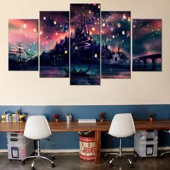 Без рамки «Запутанная история принцессы» с героями мультфильмов, 5 шт., настенное искусство, холст с принтом, постеры, картины, картина маслом для гостиной, домашний декор, фотографии 20x35 20x45 20x55cm