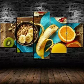 Без рамки, здоровый завтрак, фрукты, 5 шт., настенное искусство, печать на холсте, постеры, картины, живопись для гостиной, домашний декор, фотографии 20x35 20x45 20x55cm