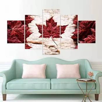 Без рамы, 5 панелей, флаг Канады, красный клен, модульный холст Cuadros, HD печатные постеры, настенные художественные фотографии, HD картины, домашний декор для комнаты 20x35cm*2 20x45cm*2 20x55cm*1