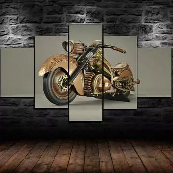 Без рамы, 5 шт., старый стимпанк, мотоцикл, современный холст, HD печать, постеры, настенные художественные картины для гостиной, домашний декор 20x35cm*2 20x45cm*2 20x55cm*1