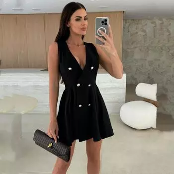 Без рукавов Плюс размер сексуальные новые платья для женщин повседневное свободное мини летнее платье S чёрный