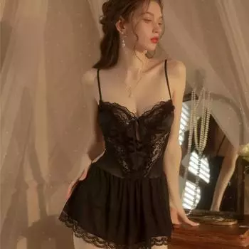 Без рукавов V-образный вырез ажурная сетка прозрачная комбинация пижамы женское сексуальное нижнее белье открытый бюстгальтер платье бебидолл парные забавные костюмы XXS