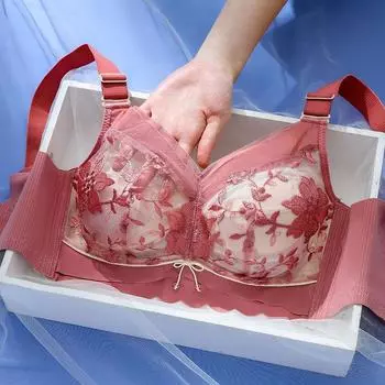 Без стального кольца, регулируемое нижнее белье, двойная грудь, антипровисающая полная чашка большого размера, уменьшающая грудь, ультратонкий бюстгальтер для женщин 34/75B чёрный