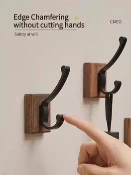 без сверления Космический алюминиевый черный крючок для полотенец в ванной комнате Крючок для одежды на задней двери гостиной Простой черный крючок для хранения для экономии места