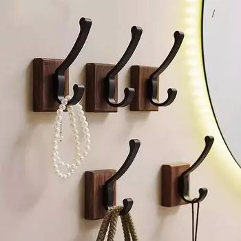 без сверления Космический алюминиевый черный крючок для полотенец в ванной комнате Крючок для одежды на задней двери гостиной Простой черный крючок для хранения для экономии места