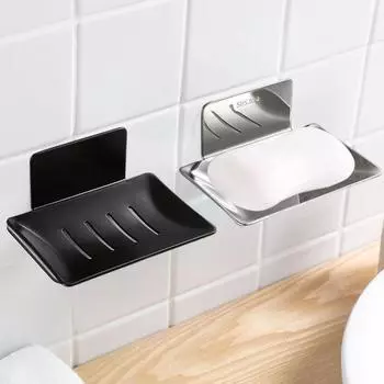 Без сверления, нержавеющая сталь, ванная комната, душ, мыльница, тарелка для хранения, поднос, держатель, чехол, держатель для мыла, контейнер для уборки, органайзеры чёрный