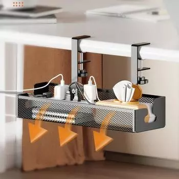 Без сверления, выдвижная подстольная система управления кабелями, металлическая стойка для хранения под столом с зажимом, держатель шнура удлинителя